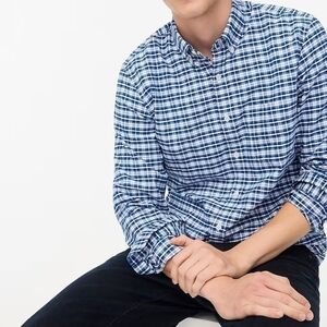 J Crew Factory Plaid flex oxford‎ shirt Antique Navy Yatch Blue size L NWT BN680